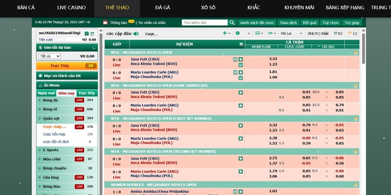 Luật cá cược tennis cơ bản Luật cá cược tennis cơ bản